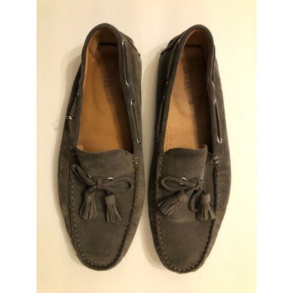 Zara men\'s gray leather suede slip on loafers size US:12 EU:45 main image 2